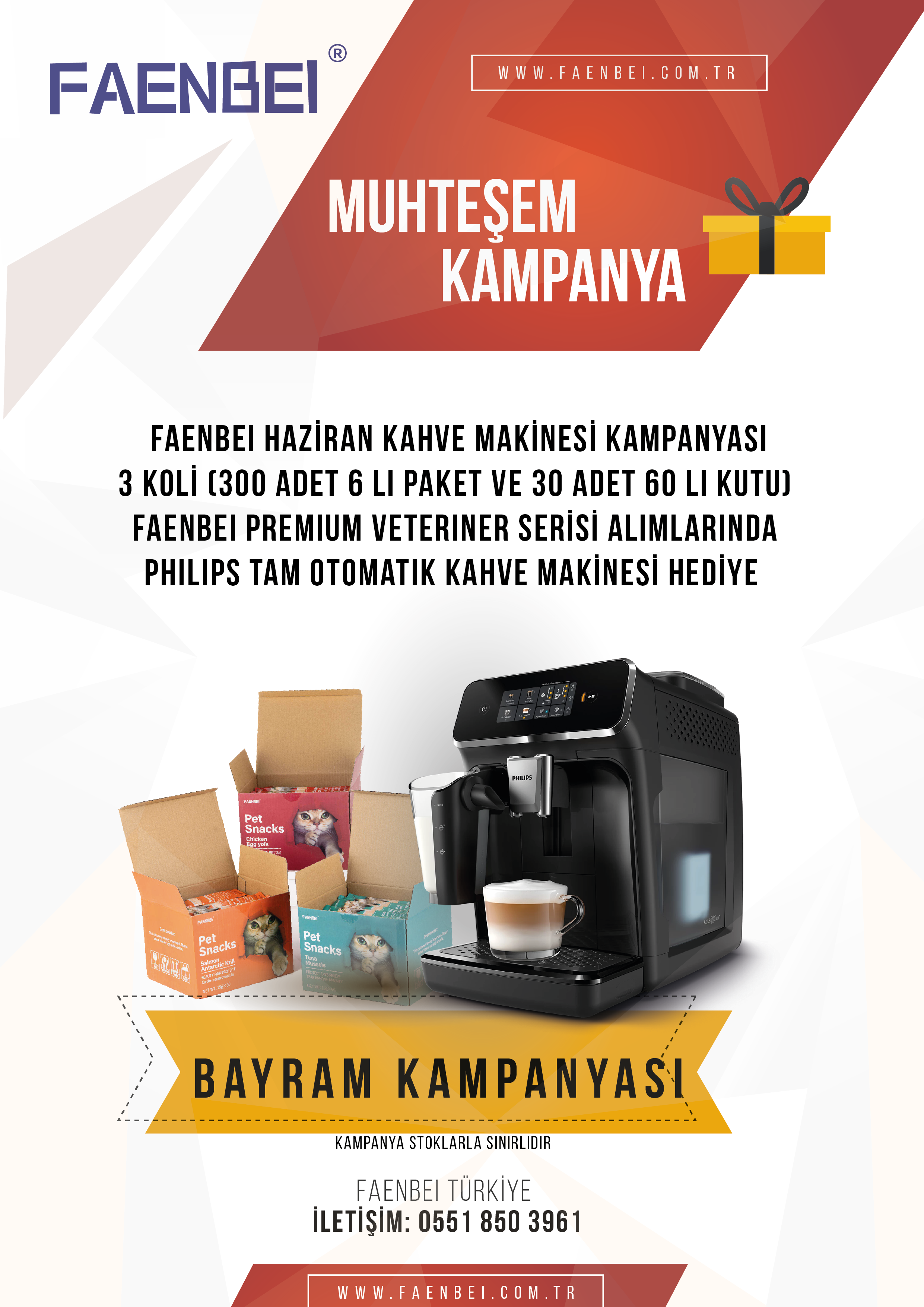 Faenbei Premium Kedi Ödül Maması Karışık 3 koli
